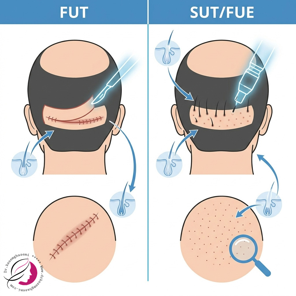 تفاوت روش FUT و SUT کاشت مو